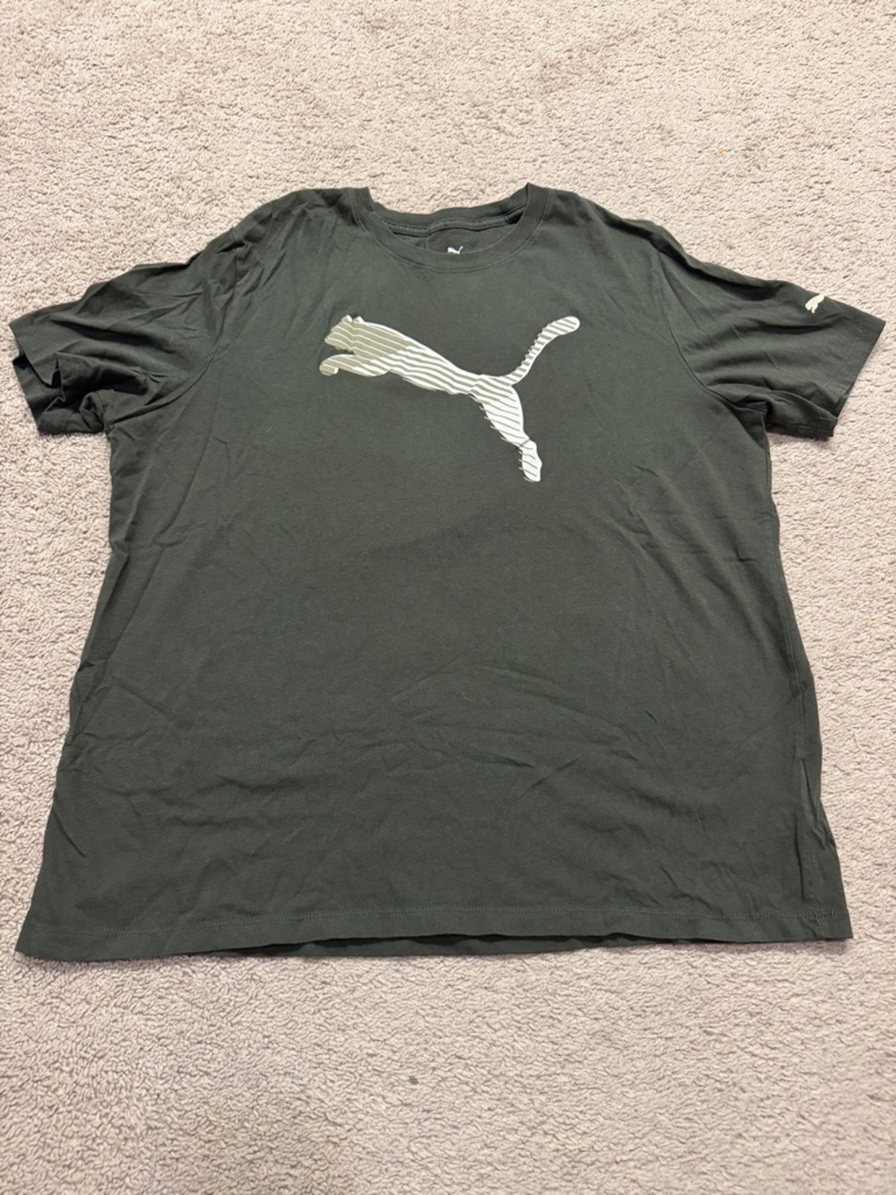 Puma Men’s Dark Olive Green Puma Logo Short Sleeve Tee